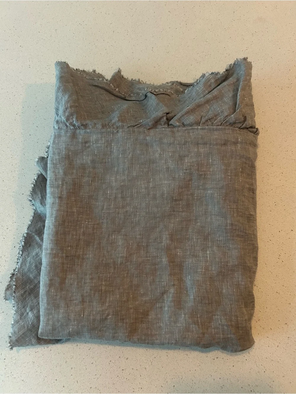 Pottery Barn Belgian Flax Linen Fringe Ruffle King Pillow Sham 1